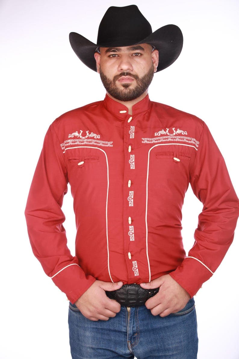 Embroidered Western Cowboy Shirt with Charro Buttons